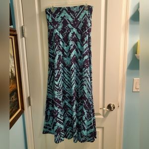 Lularoe Maxi Skirt Medium Made in the USA Blue and Purple Floral Geometric